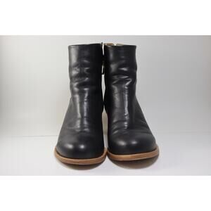 Beek Ankle Boots 11 Black Womens Leather Block Heel Ring Zip